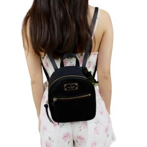 Kate Spade New York Black Nylon‎ Leather Trim Mini Backpack Purse Bag